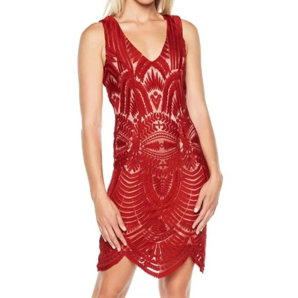 Bardot Embroidered Mesh Dress - Picture 1 of 9